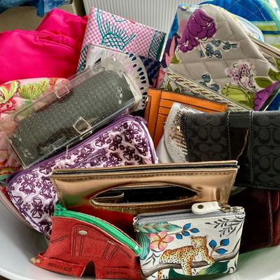 Sale Photo Thumbnail #278: Lot of various clutches, wallets, coin purses etc.  All clean and in new condition