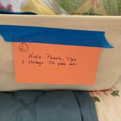 Sale Photo Thumbnail #298: Lot of Kids toys, vintage tin plates puzzles