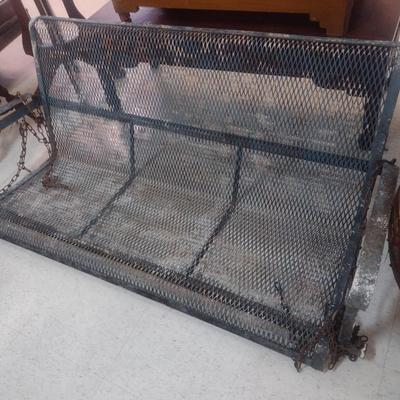 Antique Wrought Metal and Mesh Garden Porch Swing Bench