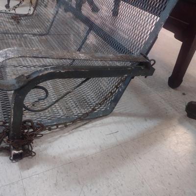 Antique Wrought Metal and Mesh Garden Porch Swing Bench