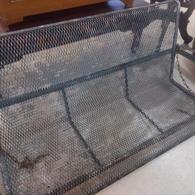 Antique Wrought Metal and Mesh Garden Porch Swing Bench