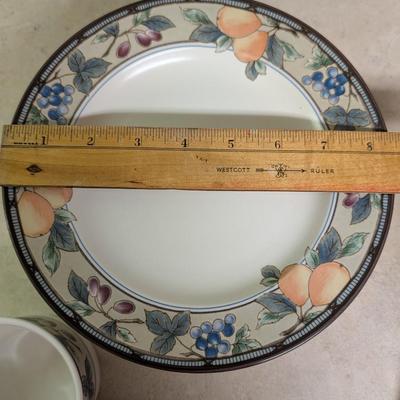 Mikasa Intaglio fruit design dishes.