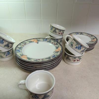 Mikasa Intaglio fruit design dishes.