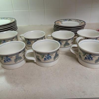 Mikasa Intaglio fruit design dishes.