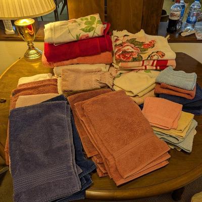 Variety of towels, washcloths, and hand towels