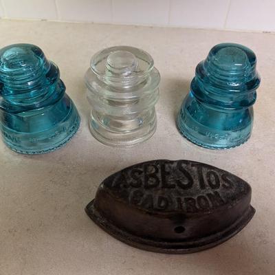 Old Glass Insulators, Asbestos Sad Iron