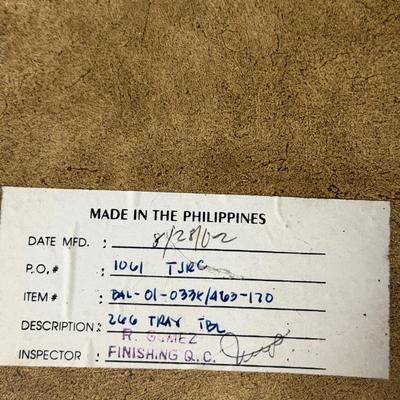 Sale Photo Thumbnail #365: Vintage Metal and Wooden Tray Table with Faux Bamboo Base and World Map on Removable Tray Top.  Approximately 27" Tall X 24" Wide