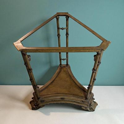 Sale Photo Thumbnail #364: Vintage Metal and Wooden Tray Table with Faux Bamboo Base and World Map on Removable Tray Top.  Approximately 27" Tall X 24" Wide