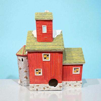 Sale Photo Thumbnail #369: Dept 56 Snow Village J Young's Granary Ceramic Figurine #5149-7  Approximately 9" x9" x 6"  Includes Light and cord.