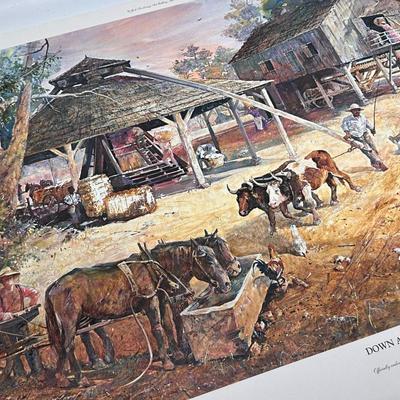 Jack Deloney Signed Print - Down at the Gin Yard - Eli Whitney 200th 751/1793