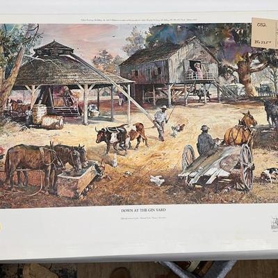 Jack Deloney Signed Print - Down at the Gin Yard - Eli Whitney 200th 751/1793