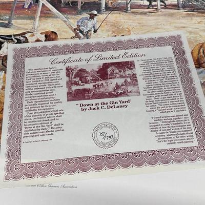 Jack Deloney Signed Print - Down at the Gin Yard - Eli Whitney 200th 751/1793