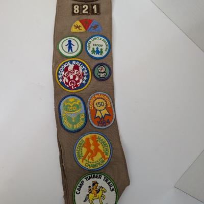 Vintage Girl Scouts USA Connecticut Valley Sash with Badges 1980s Troop 821