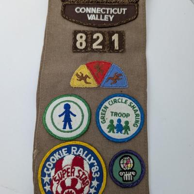 Vintage Girl Scouts USA Connecticut Valley Sash with Badges 1980s Troop 821