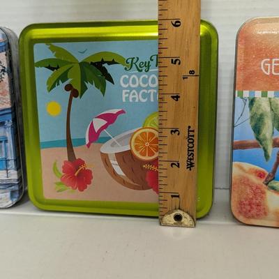 Set of 3 Vintage Cookie Tins Savannah Factors Walk Key West Coconut Factory Georgia Peach