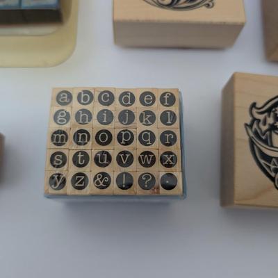 Vintage Rubber Stamp Lot Alphabet Numbers Decorative Letters Crafting Scrapbooking
