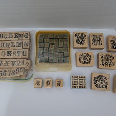 Vintage Rubber Stamp Lot Alphabet Numbers Decorative Letters Crafting Scrapbooking
