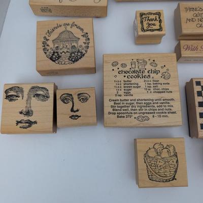 Lot Rubber Stamps Sympathy Birthday Holiday Sentiments Faces Patterns Crafting Supplies