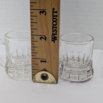 Set Of 4 Vintage Miniature Glass Beer Mugs Shot Glasses