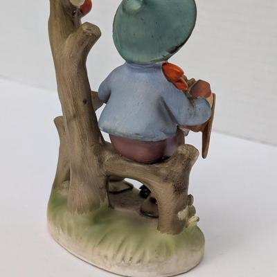 Vintage Ceramic Figurine Boy With Accordion And Goose "By The Old Apple Tree"