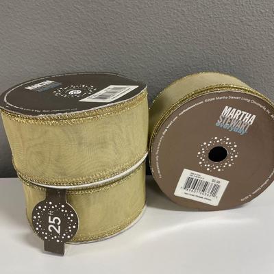 3 rolls of Martha Stewart gold ribbon