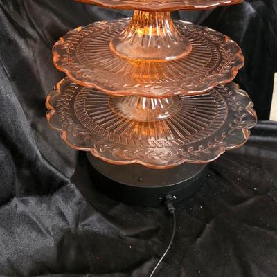 Vintage Pink Depression Glass Three-Tier Pedestal Server – Radiant Etched Laurel Pattern