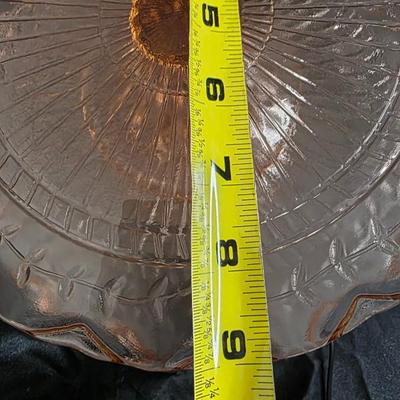 Vintage Pink Depression Glass Three-Tier Pedestal Server – Radiant Etched Laurel Pattern