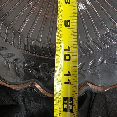 Vintage Pink Depression Glass Three-Tier Pedestal Server – Radiant Etched Laurel Pattern