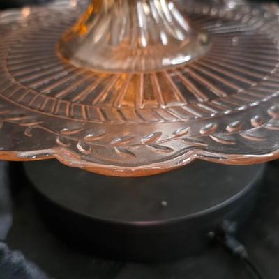Vintage Pink Depression Glass Three-Tier Pedestal Server – Radiant Etched Laurel Pattern