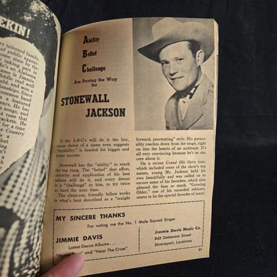 Sale Photo Thumbnail #497: This auction lot is for a 1958 "Trail" Country Music Magazine.  This is a rare copy of a country music-themed magazine. Published in 1958, shows a lot of early music history.  It is in very good condition for it's age.  We've included lots of pictures fro