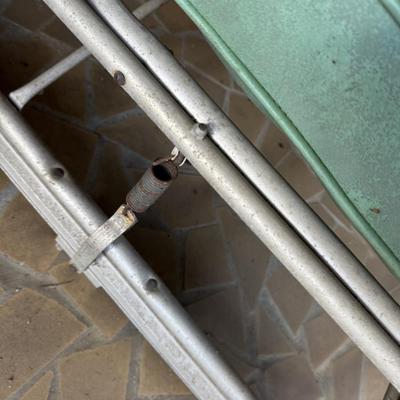 Vintage Aluminum Porch Glider Green Cushion