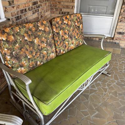 Vintage Aluminum Porch Glider Lime Cushion