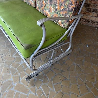 Vintage Aluminum Porch Glider Lime Cushion