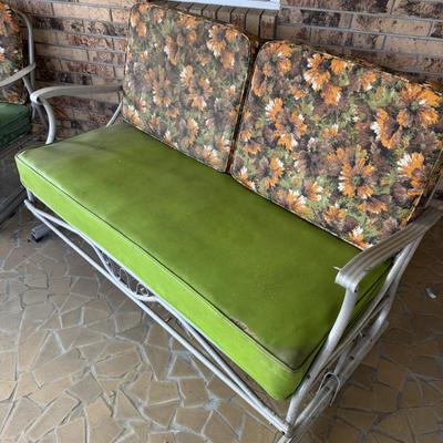 Vintage Aluminum Porch Glider Lime Cushion