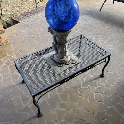 Wrought Iron Table and Gazing Ball