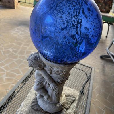 Wrought Iron Table and Gazing Ball