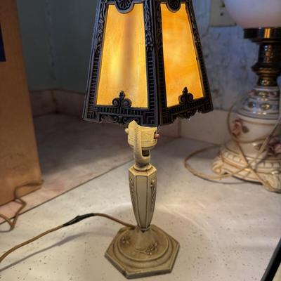 Antique Slag Glass Lamp