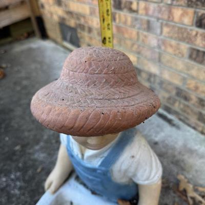 Little Boy with Cart Concrete Planter