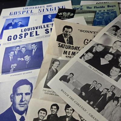 Sale Photo Thumbnail #509: This auction lot is for Early Commercial Gospel Music Ephemera. This is a collection of Gospel Music Flyers and more.  We love the car advertising - what would they sell for today?  Show pictures, names and other information on some very early gospel grou