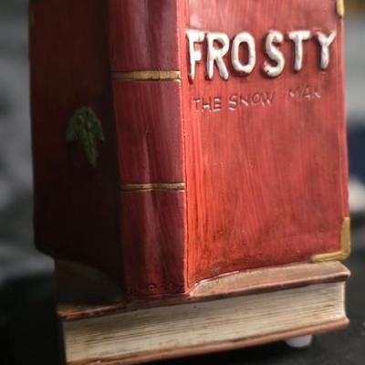 Vintage Resin “Frosty the Snowman” Storybook Winter Scene – Children & Snowman Figurine – Musical Wind-Up Base