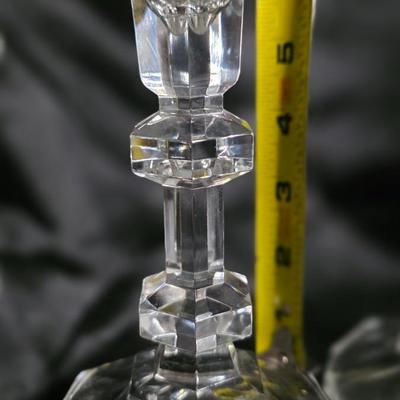 Vintage Faceted Lead Crystal Candle Holders – Elegant Octagonal Pedestal Pair