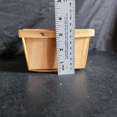 A Fruitful Display - Fruit themed lidded cookie jar - Brass wall plate - Wooden fruit bushel baskets = and a table runner with a fruit...