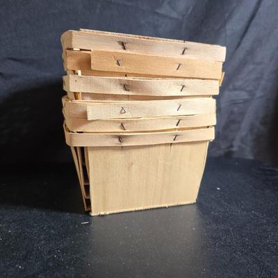 A Fruitful Display - Fruit themed lidded cookie jar - Brass wall plate - Wooden fruit bushel baskets = and a table runner with a fruit...