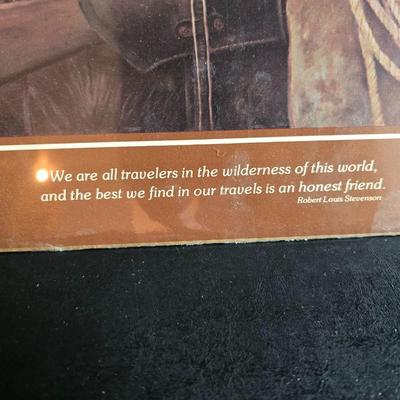 Robert Louis Stevenson Cowboy poster and a Framed A. Christen 1963 Oxen with covered wagon artwork