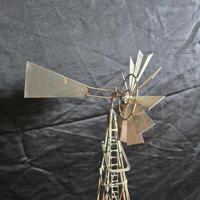 Free standing WITTROCK Metal Art Windmill 14.5", Signed Art Sculpture Wittrock 78, 1978 - with framed artwork, coasters and more