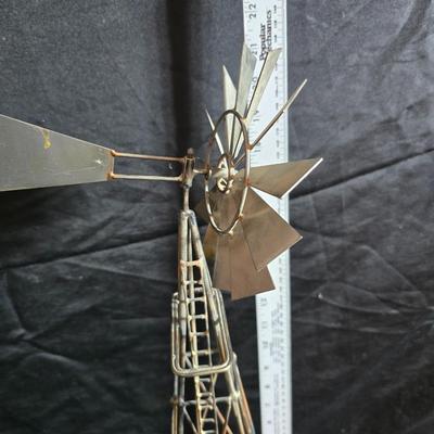 Free standing WITTROCK Metal Art Windmill 14.5", Signed Art Sculpture Wittrock 78, 1978 - with framed artwork, coasters and more
