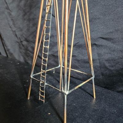 Free standing WITTROCK Metal Art Windmill 14.5", Signed Art Sculpture Wittrock 78, 1978 - with framed artwork, coasters and more