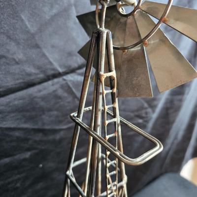 Free standing WITTROCK Metal Art Windmill 14.5", Signed Art Sculpture Wittrock 78, 1978 - with framed artwork, coasters and more