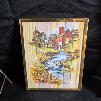 Free standing WITTROCK Metal Art Windmill 14.5", Signed Art Sculpture Wittrock 78, 1978 - with framed artwork, coasters and more