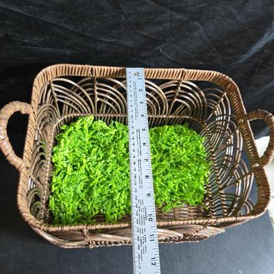 Antique Victorian miniature trunk with leaf embossed band - comes with two large baskets